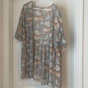 Blue floral ruffle cardigan